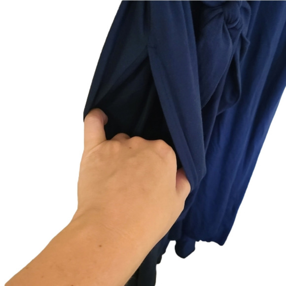 Soma Navy Blue Sleeveless Maxi Dress with Belted Waist & V-Neck - Picture 3 of 8